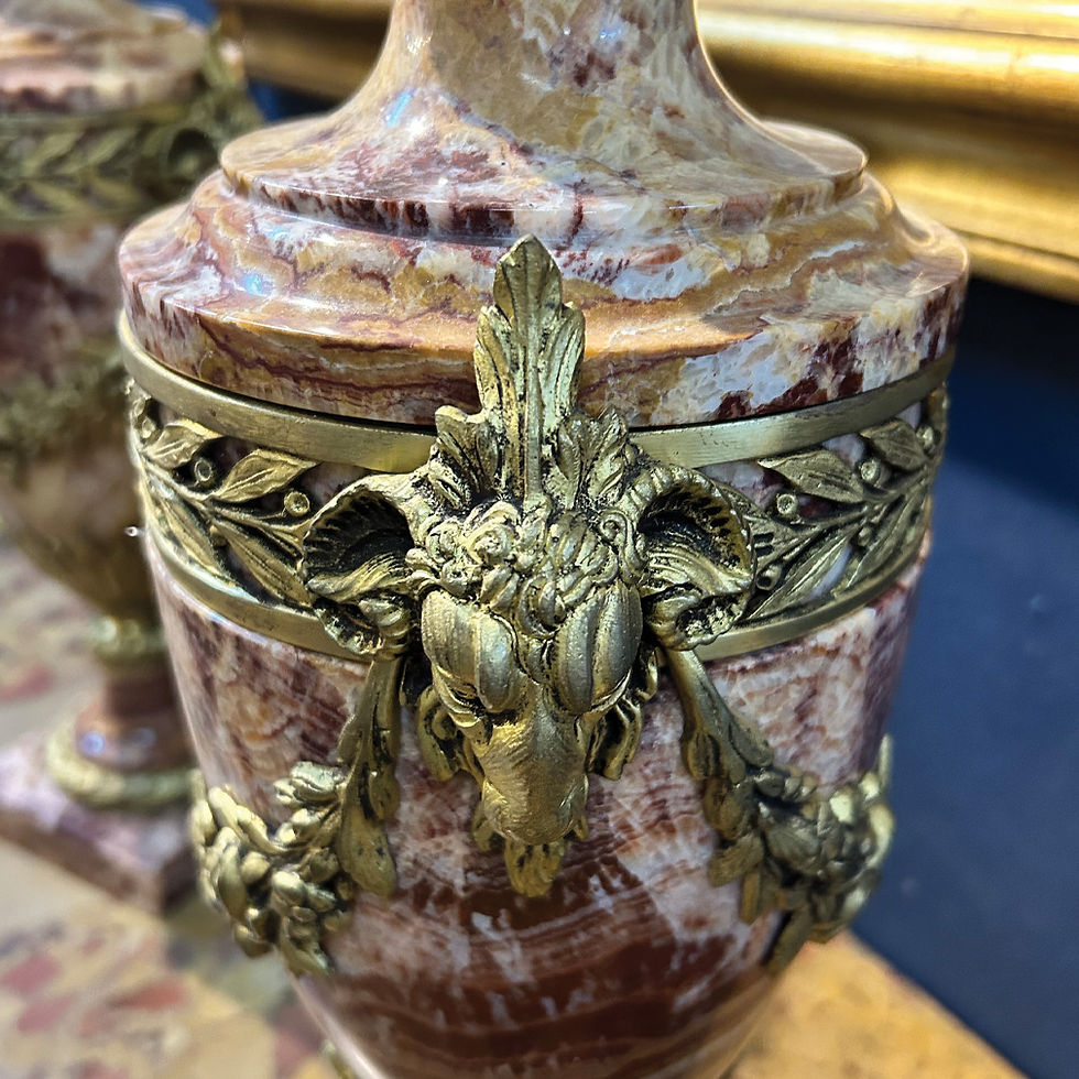 Miniature : Pair of Louis XVI Style Marble & Gilt Bronze Cassolettes – Early 20th Century