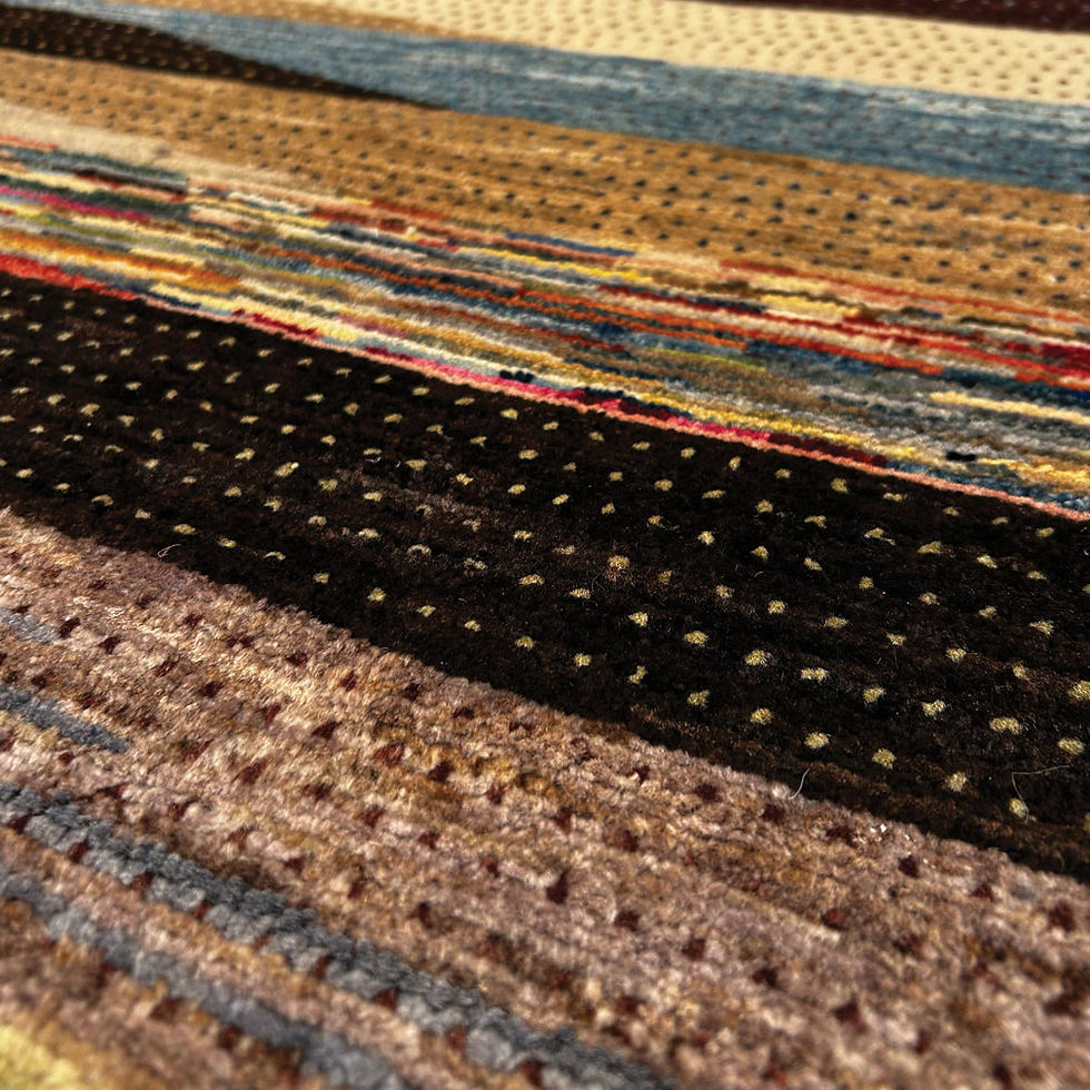 Afghan Art Deco Wool Rug – Wavy Pattern Design