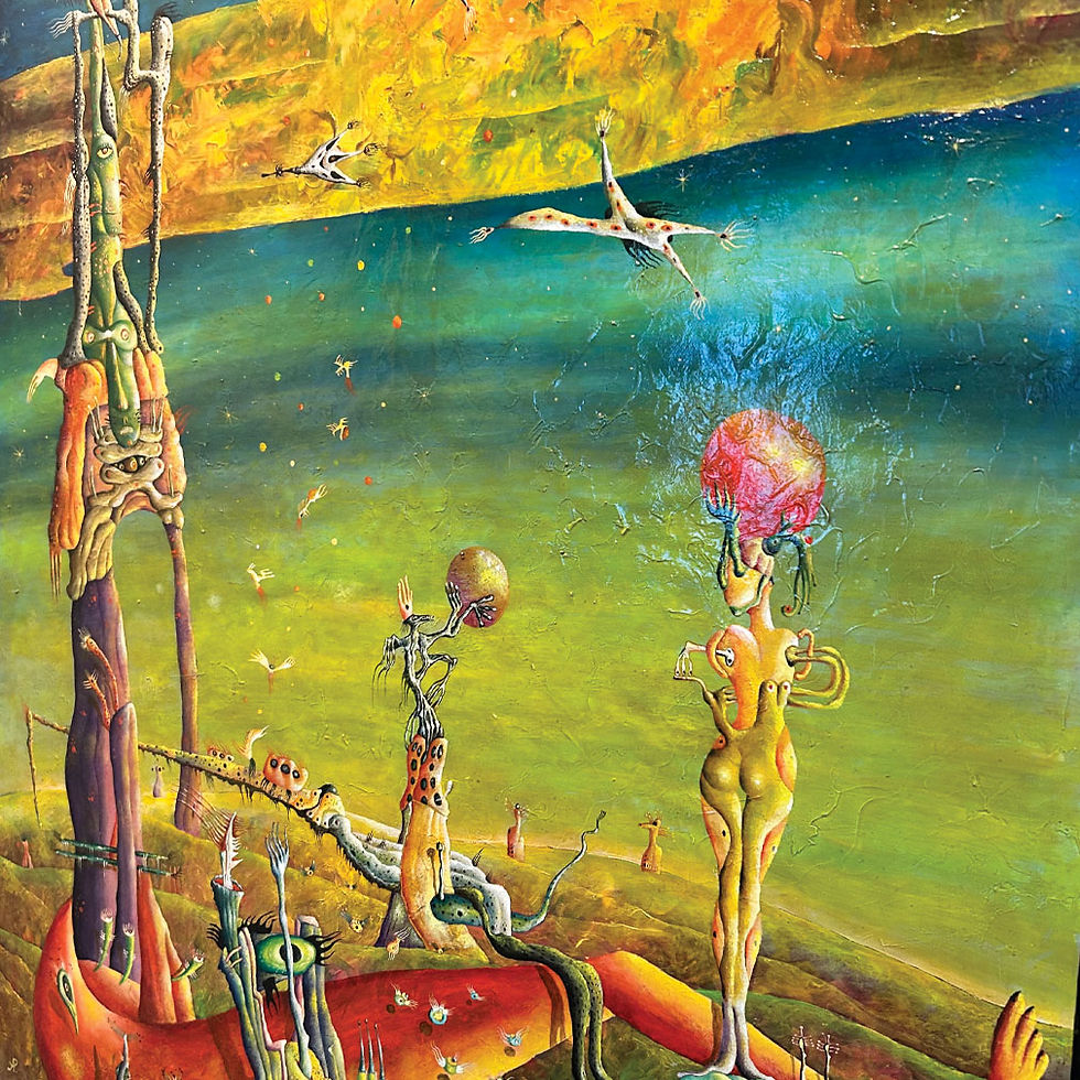 Miniature : Tableau original signé Platounov, 2017 | Huile sur toile surréaliste encadrée