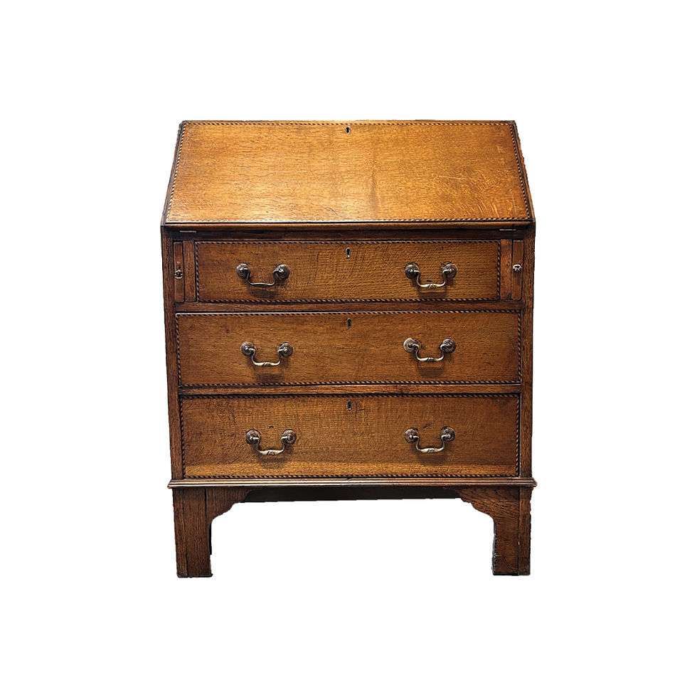 19th Century English Oak Bureau Desk – Antique Slant Front Secretary with Drawer