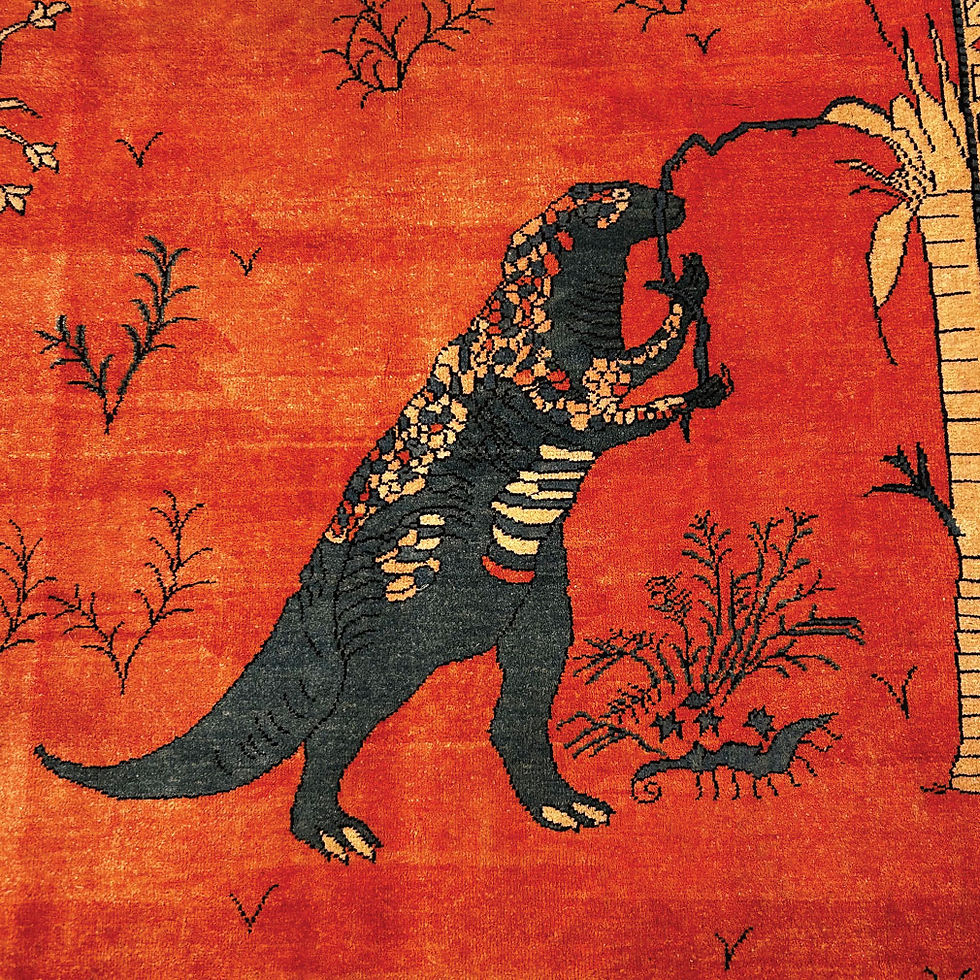 Miniature : Turkish Dinosaur Motif Rug – Handwoven Wool Art Carpet