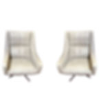 Paire de fauteuils pivotants vintage en simili cuir crème