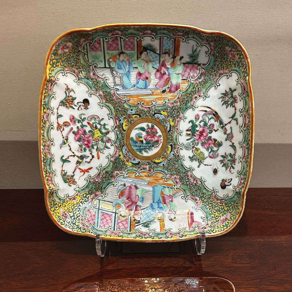 Antique Chinese Canton Porcelain Square Dish