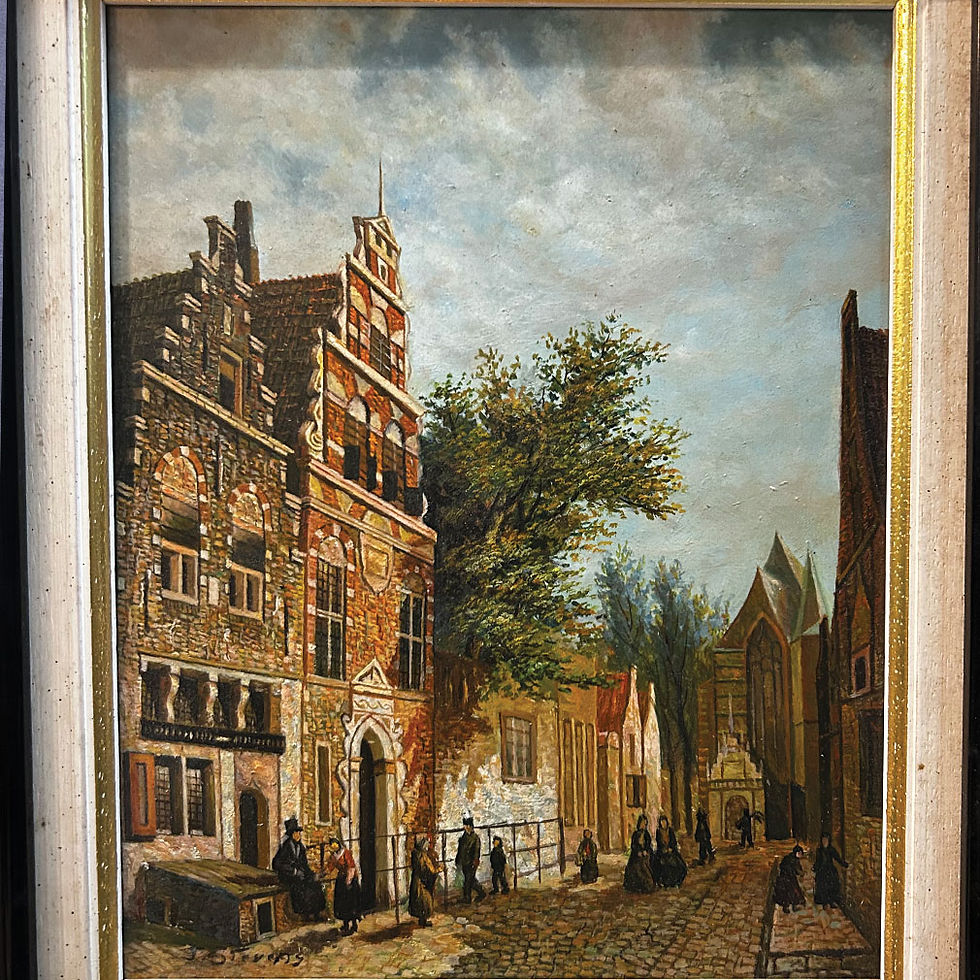 Miniature : 19th Century European - Dutch Street Scene Wall Art