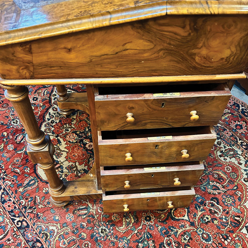 Miniature : Antique English Walnut Davenport Desk – Victorian Writing Desk, Circa 1850