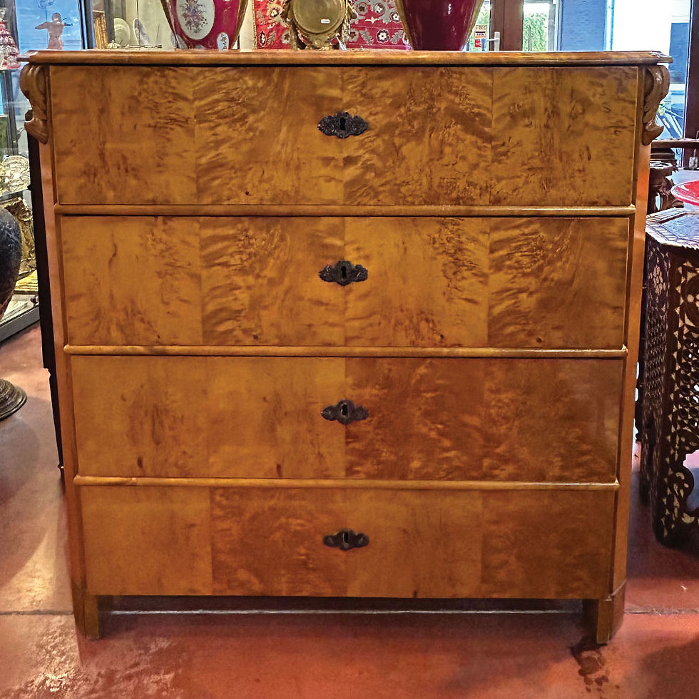 Biedermeier Walnut Chest of Drawers – 19th Century Four-Drawer Commode