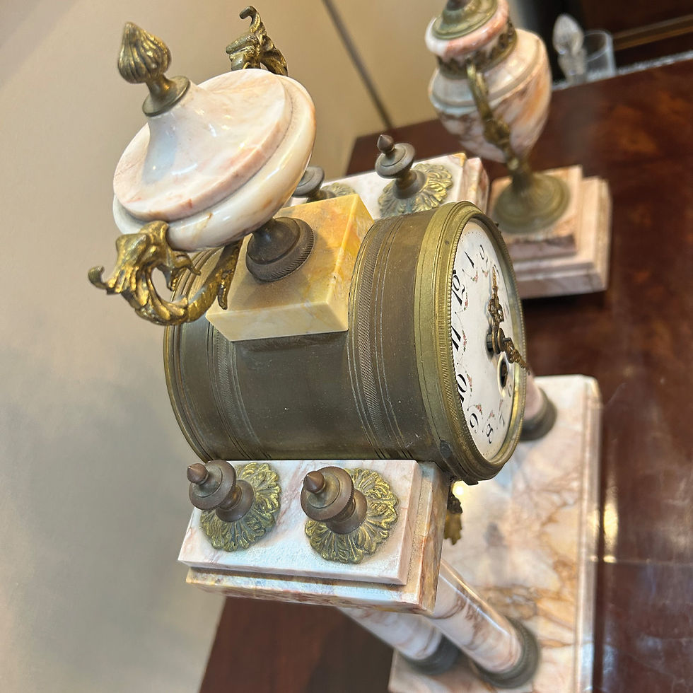 Miniature : Louis XVI Style Marble Mantel Clock Set