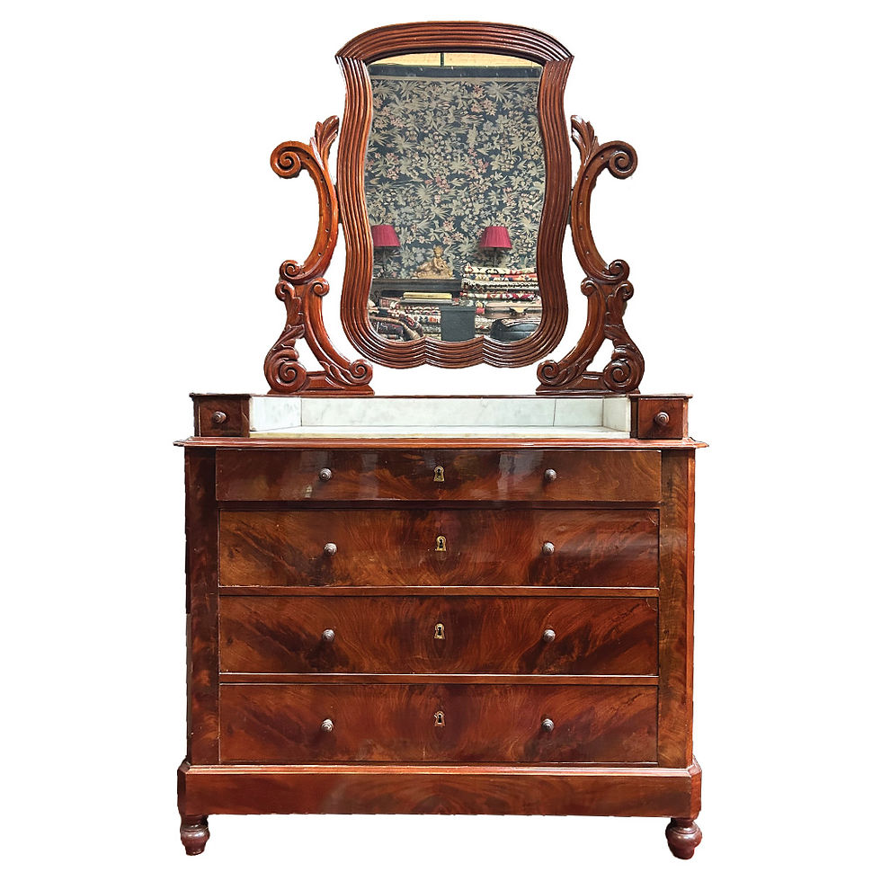 19th Century French Louis Philippe Mahogany Marble Top Washstand with Mirror
