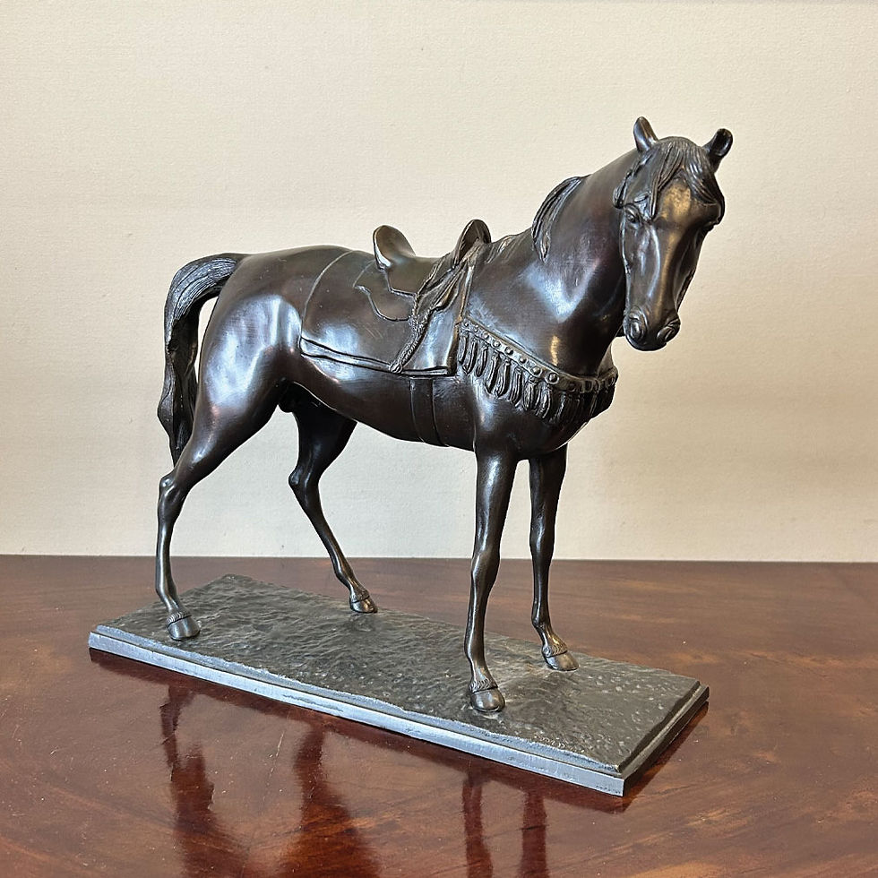 Miniature : Patinated Bronze Horse Sculpture