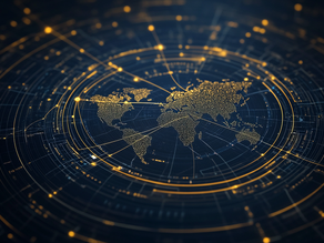 Abstract ultra-premium visual representing board capability mapping and global governance