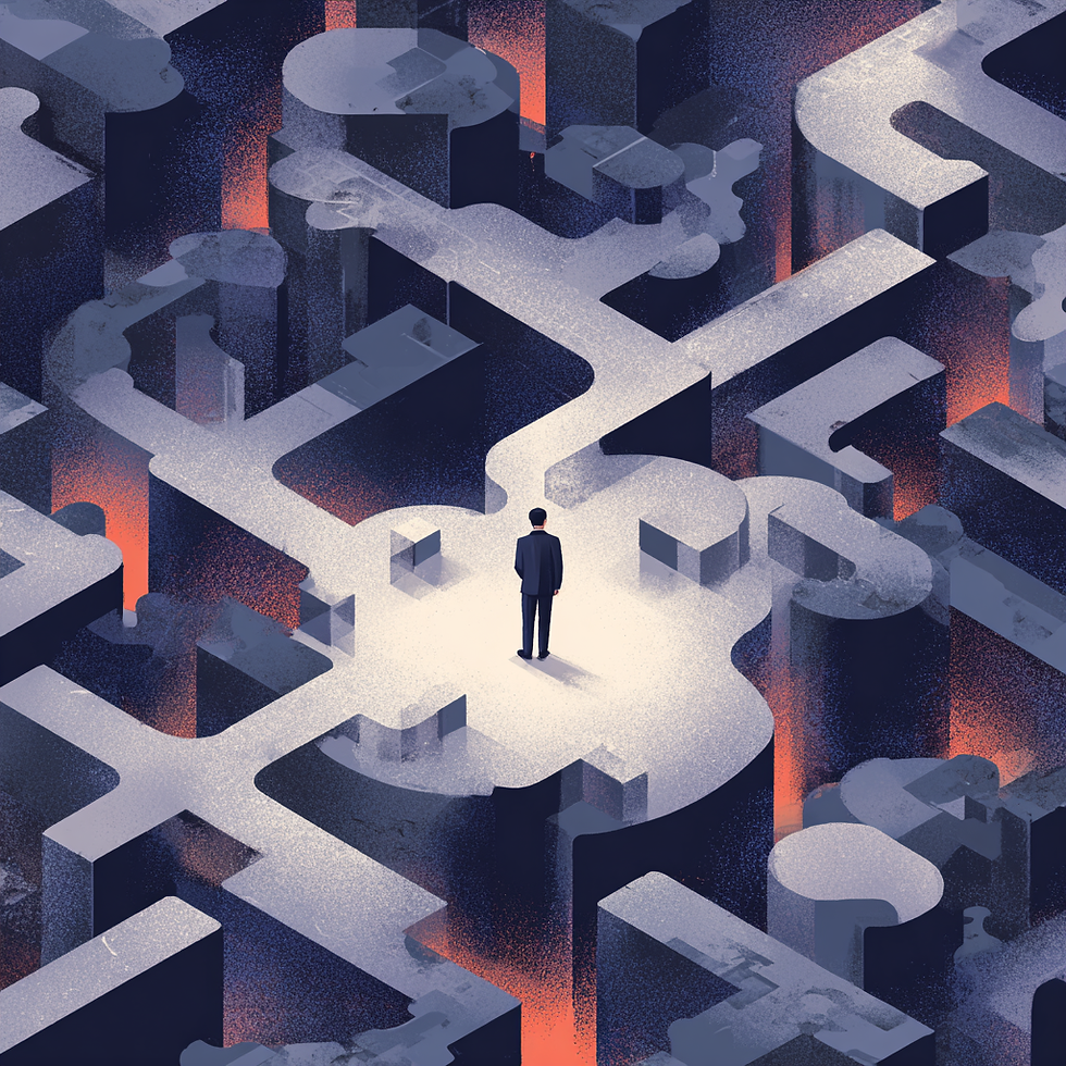 Illustration conceptuelle d’un dirigeant seul au sommet d’un gratte-ciel, plongé dans une atmosphère nocturne symbolisant l’isolement et la pression silencieuse du pouvoir. L’image évoque le burnout des leaders comme une fragilité stratégique invisible, au cœur des enjeux de gouvernance.