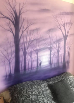 Bedroom mural, airbrushed