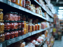 Grocery store shelfs.