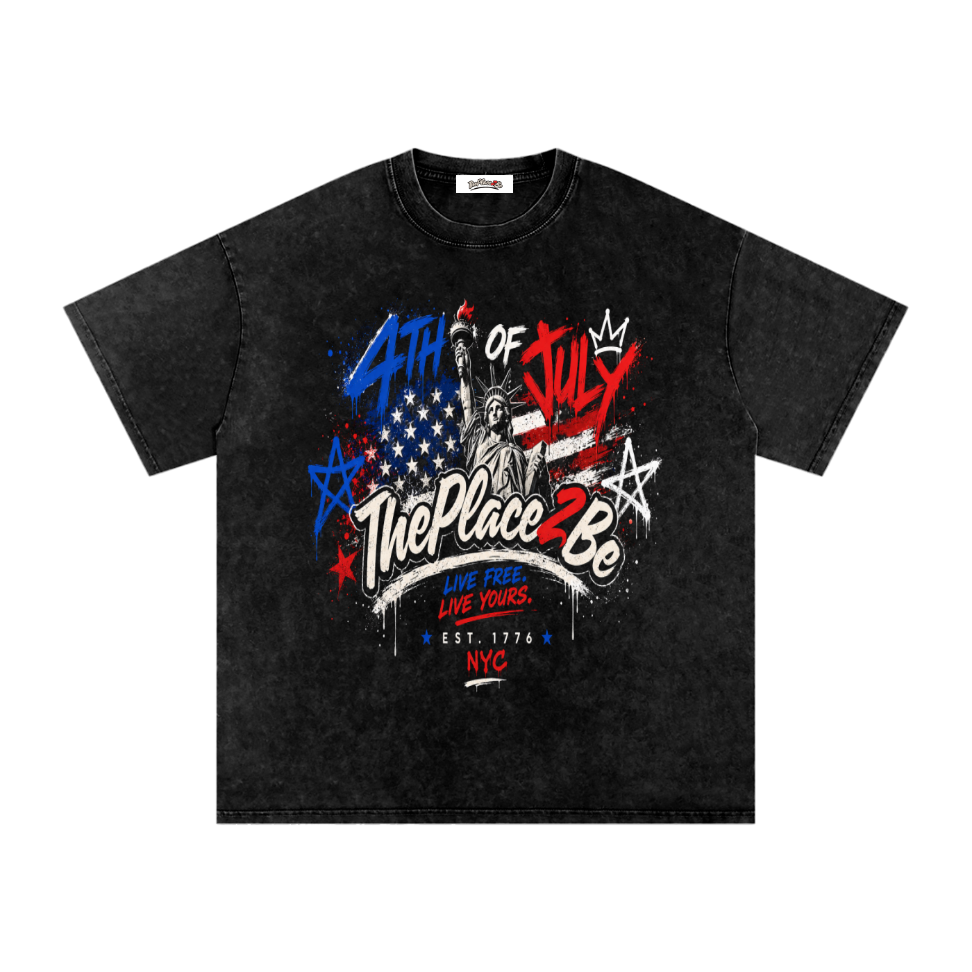 THEPLACE2BE Snow Washed Oversized Cotton T-Shirt (Limited Edition) July 4TH