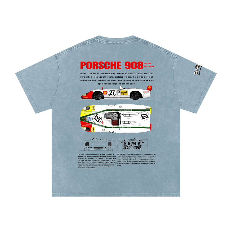 Thumbnail: THEPLACE2BE Snow Washed Oversized Cotton T-Shirt (PORSCHE-908)