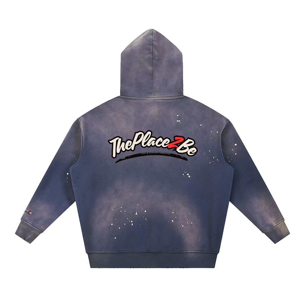 Thumbnail: THEPLACE2BE VINTAGE WASHED FRAYED FLEECE HOODIE
