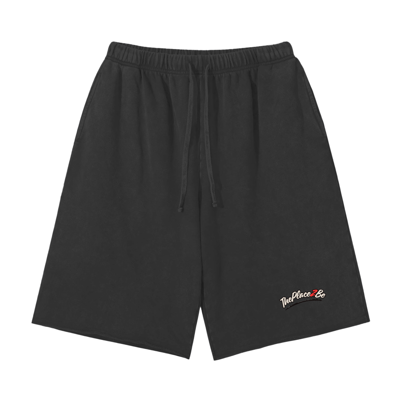 THEPLACE2BE Snow Washed Raw Hem Shorts