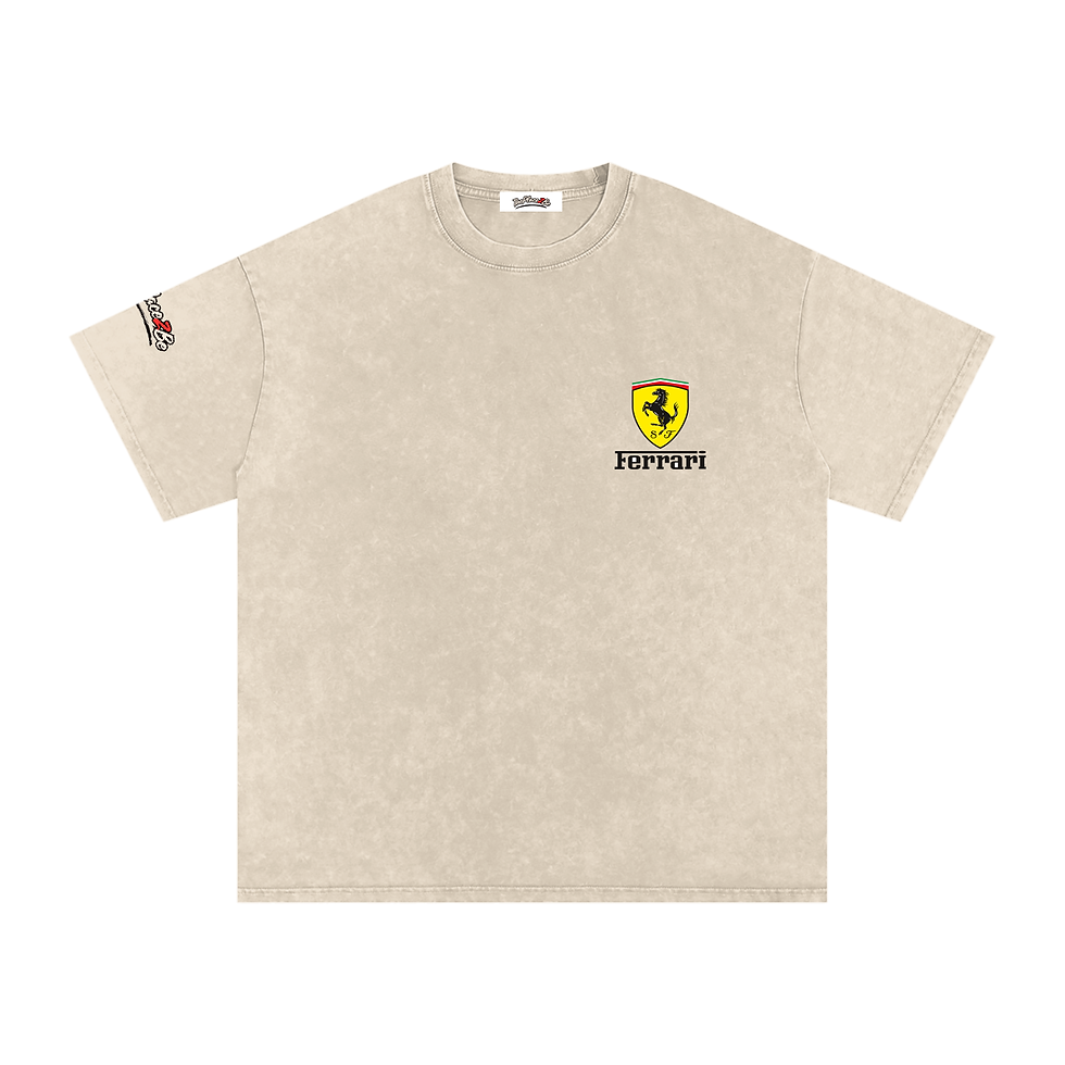 Thumbnail: THEPLACE2BE Snow Washed Oversized Cotton T-Shirt (FERRARI)
