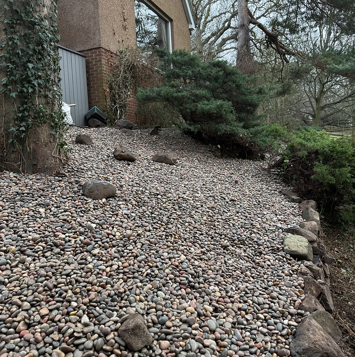 Scottish pebbles laid on a hill