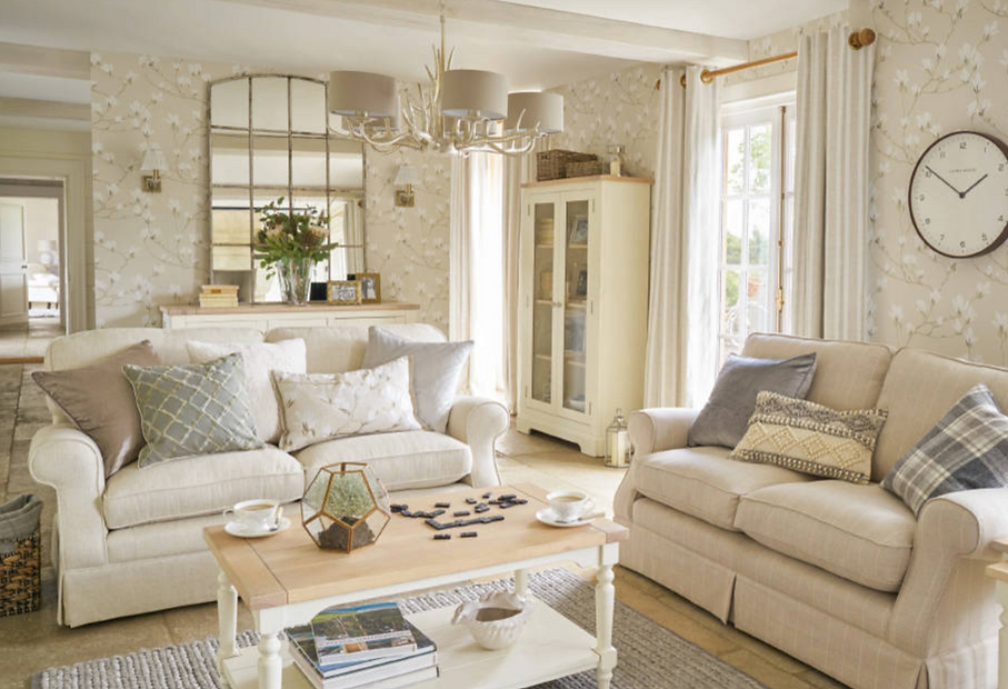 Wallpaper on living room wall