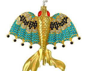 Flying fish of Mandalay with diamonds ap