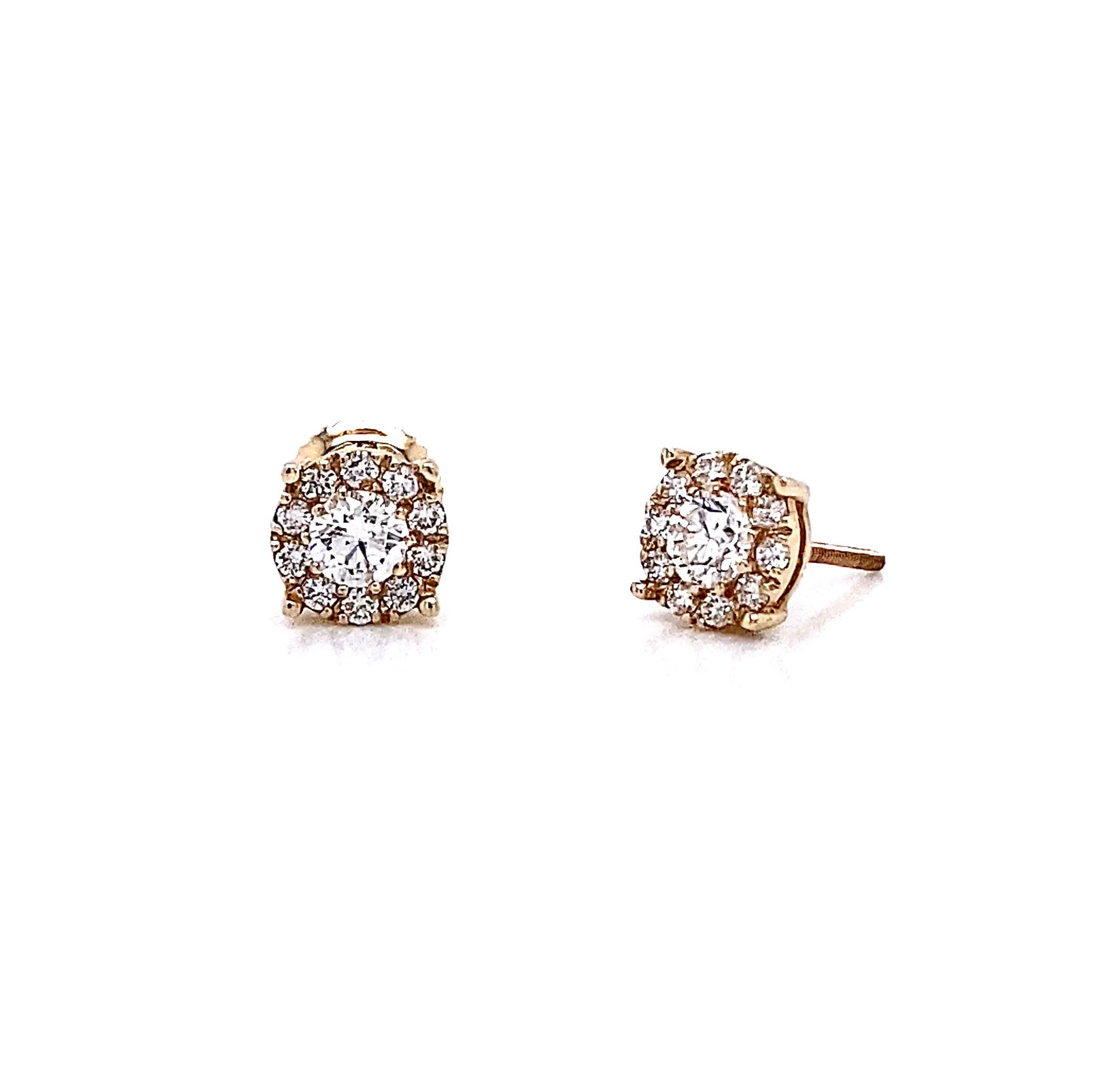 14kt Yellow Gold 0.58ctw Round Diamond Halo Earrings