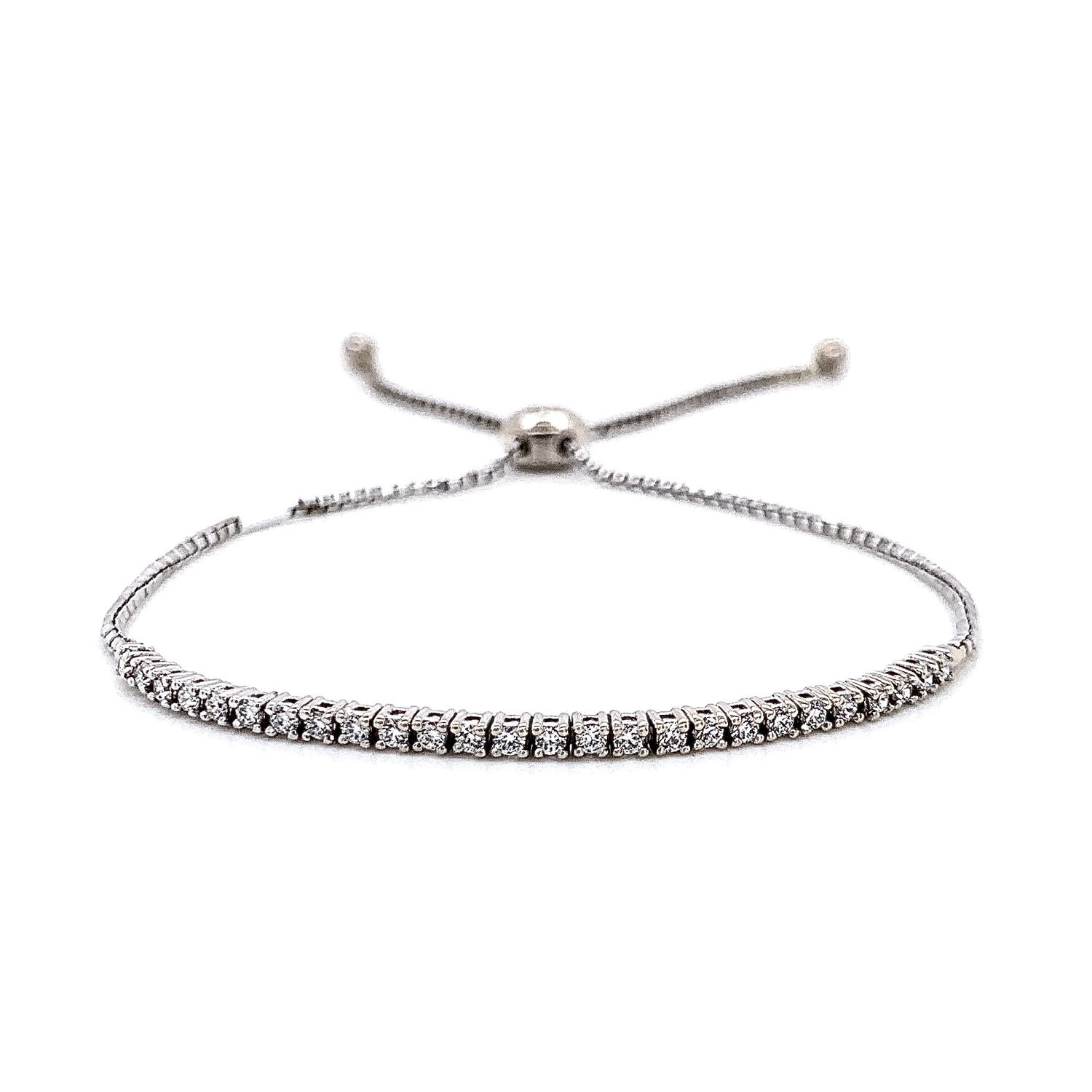 14kt White Gold Ladies 0.42ctw Round Diamond Bolo Bracelet