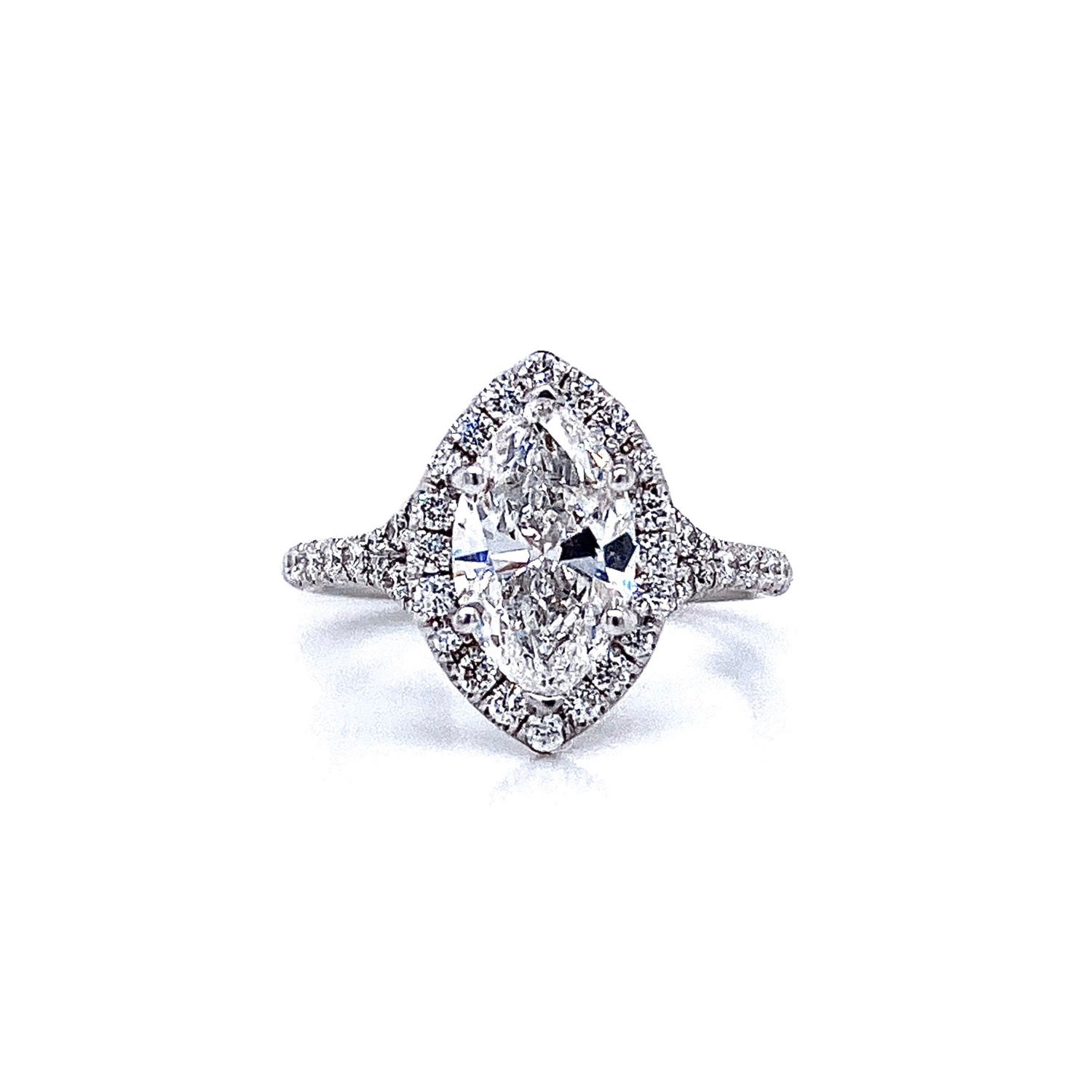 14kt White Gold Ladies 1.52ct Marquise Diamond Halo Ring