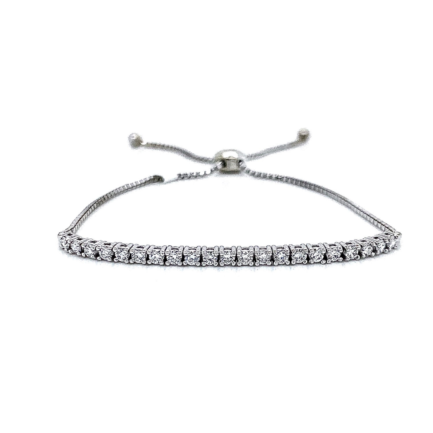 14kt White Gold Ladies 0.72ctw Round Diamond Bolo Bracelet