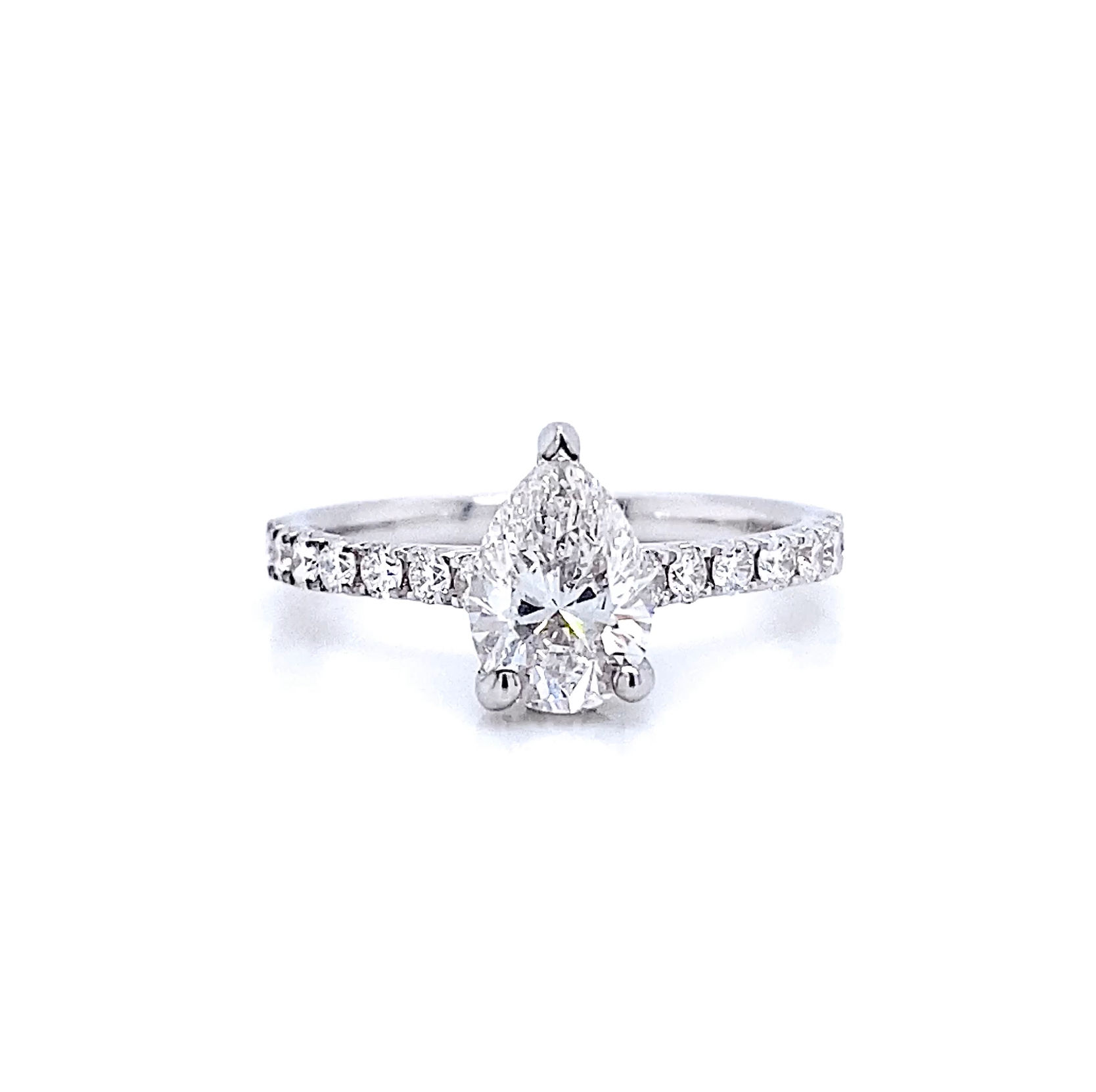 14kt White Gold 1.39ctw Pear Shape Diamond Side Stone Ring