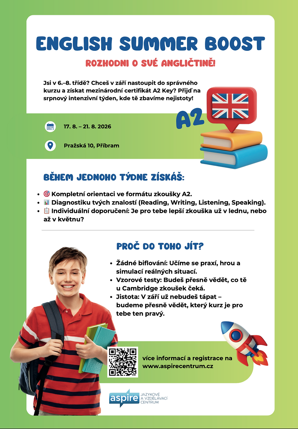 🚀 Nastartuj svou angličtinu: Letní kurzy English Summer Boost A2 a B1!