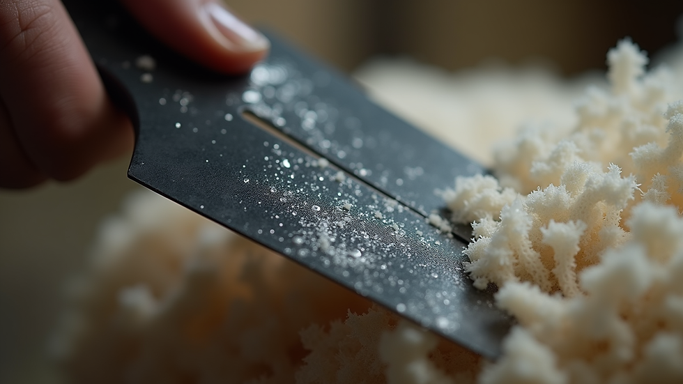 Close-up of a clean and lubricated sheep shearing blade