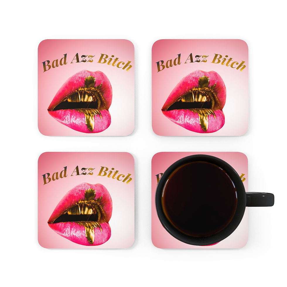 Thumbnail: Bad Azz Bitch Corkwood Coaster Set