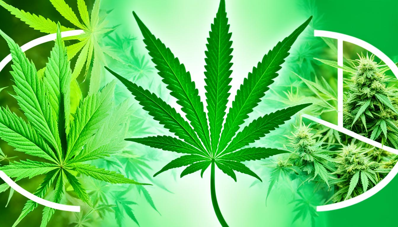 A split image of traditional Indian medicine and modern pharmaceuticals, with a cannabis leaf in the middle representing the conflicting attitudes towards cannabis use in India.