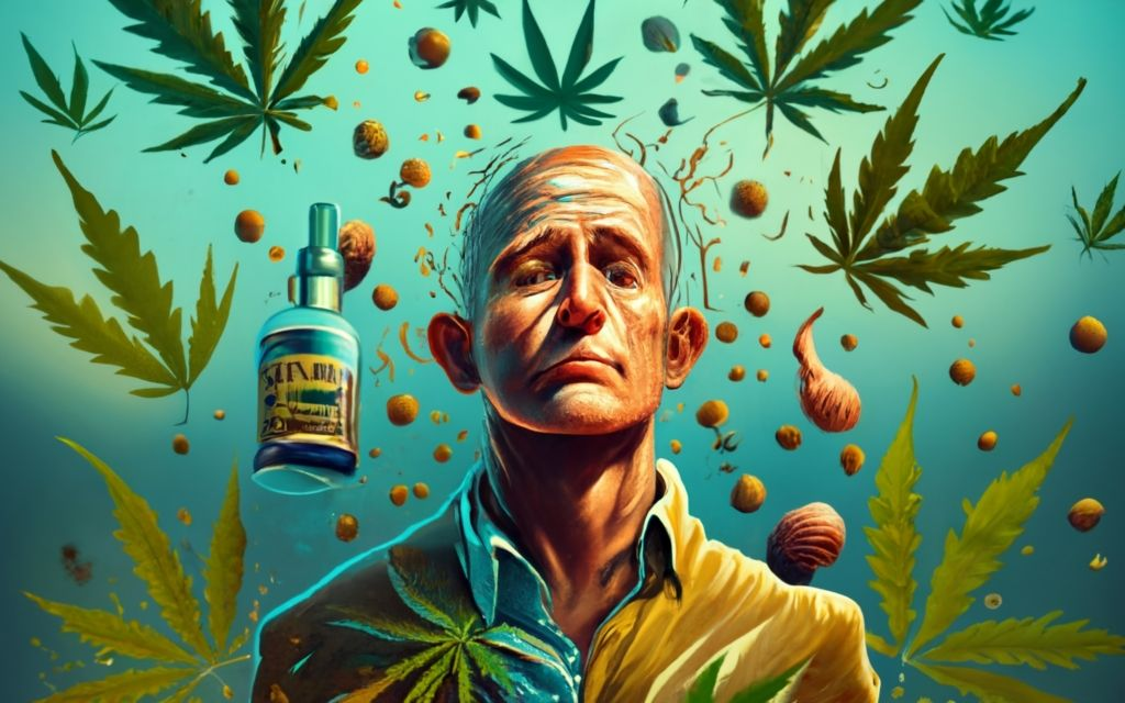 Scientist in the center with vijaya leaf background