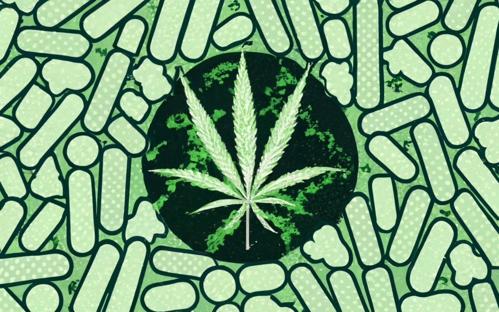 underground soil full of plastics, and hemp plastic at the top, with hemp plant growing from it. Biodegradable, sustainable, and Eco-friendly. hemp farm, hemp plastic bottles, hemp plastic wraps, hemp automobile parts, text - "HEMP PLASTIC" made with the plastics underground, conceptual art, illustration, typography