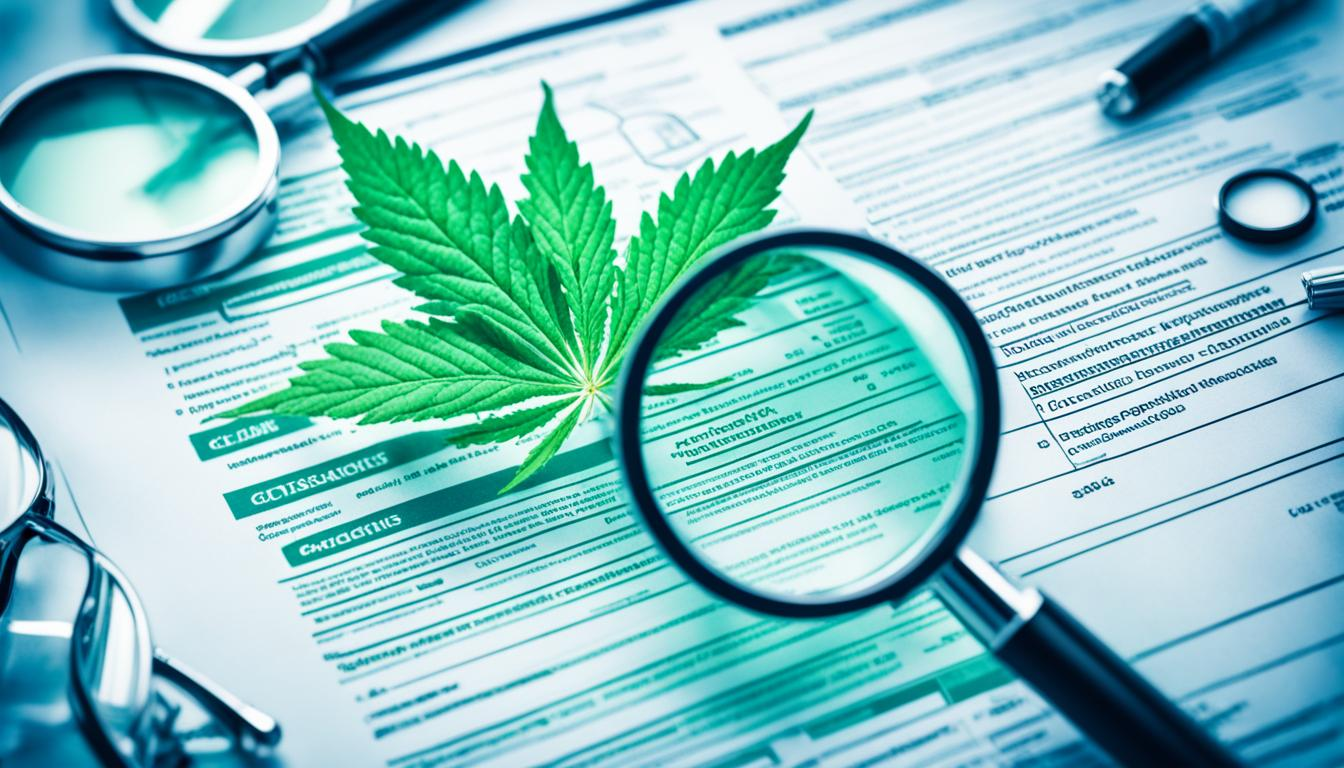 an image that portrays the challenges faced by researchers when studying CBD and the regulations surrounding it. The image should include elements such as magnifying glasses, test tubes, lab coats, government documents, and legal books. The overall tone of the image should be serious and scientific, emphasizing the importance of thorough research and responsible regulation.