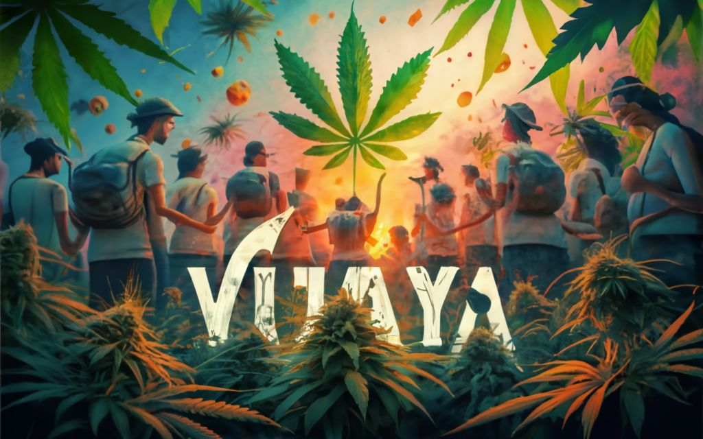 Person catching Vijaya Leaf in the center of a crowd surrounding