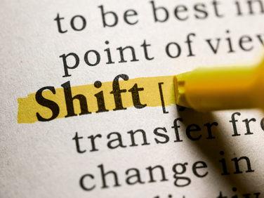 Close-up of a dictionary page with the word "Shift" highlighted in yellow by a marker, conveying focus and emphasis.