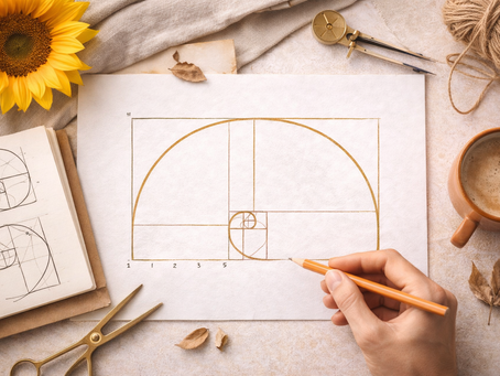 Schéma de la règle d’or et de la spirale de Fibonacci utilisé pour expliquer les proportions en design graphique.