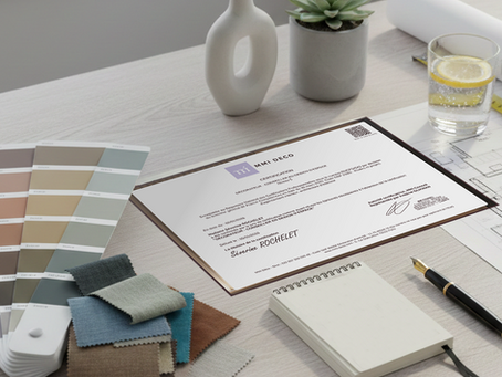 certification professionnelle “Décorateur – Conseiller en design d’espace” – Niveau 5, délivrée par MMI Déco et enregistrée au Répertoire National des Certifications Professionnelles (RNCP n°34543)
