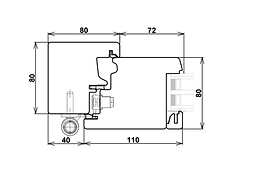 Sezione orizzontale portoncino ingresso modello Silver 80 in legno con vetro e serratura Yale