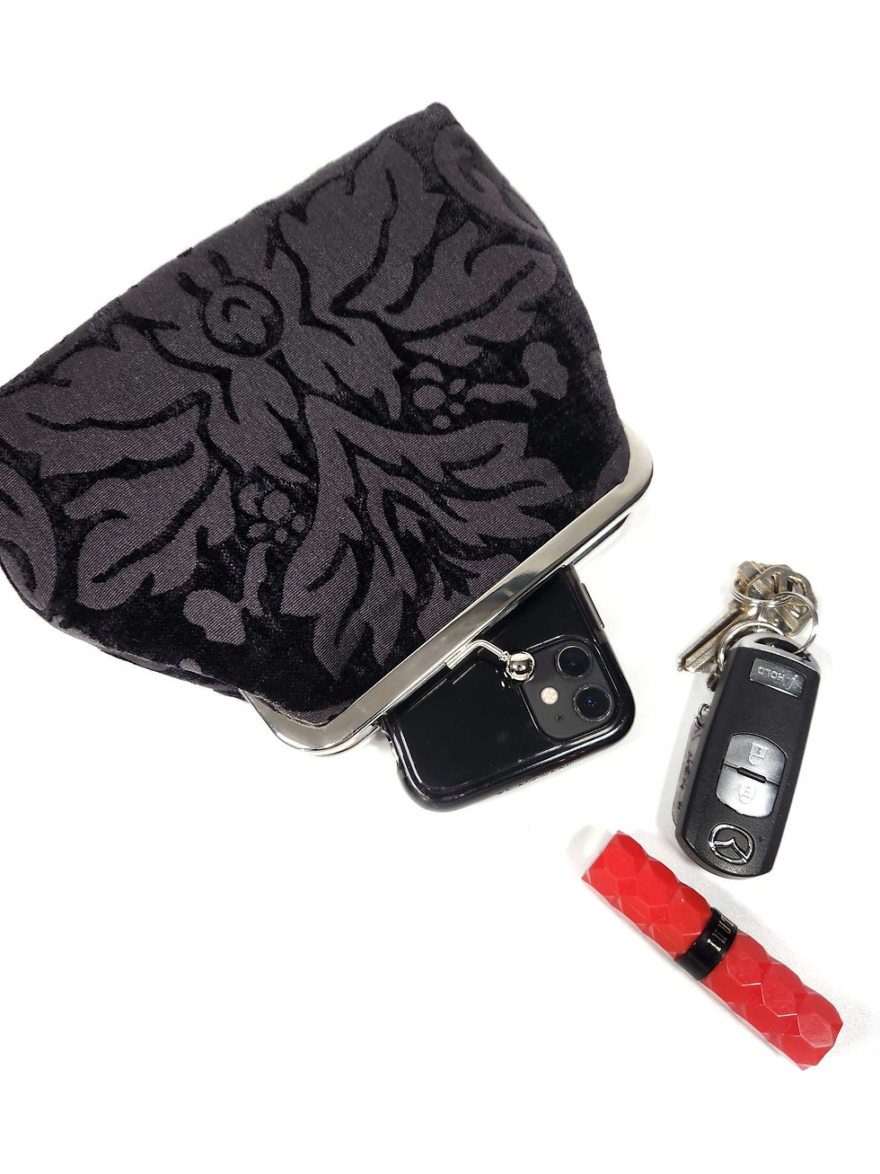 Thumbnail: Victorian Gothic Romance Chenille Kisslock Clutch Purse Evening Bag 