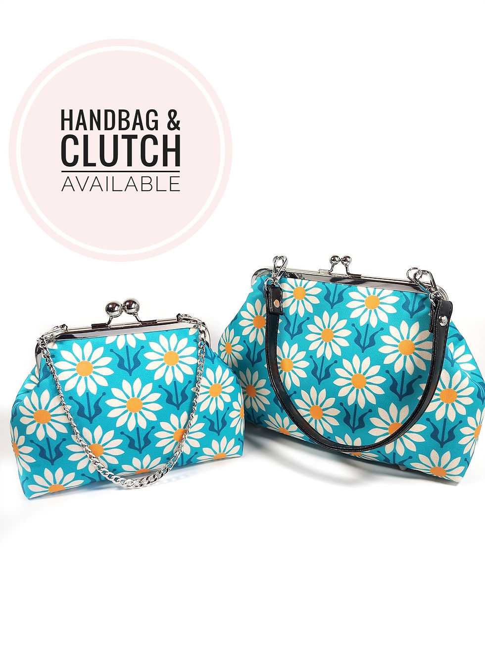Thumbnail: Mod Girl Blue Floral Daisy Kisslock Purse