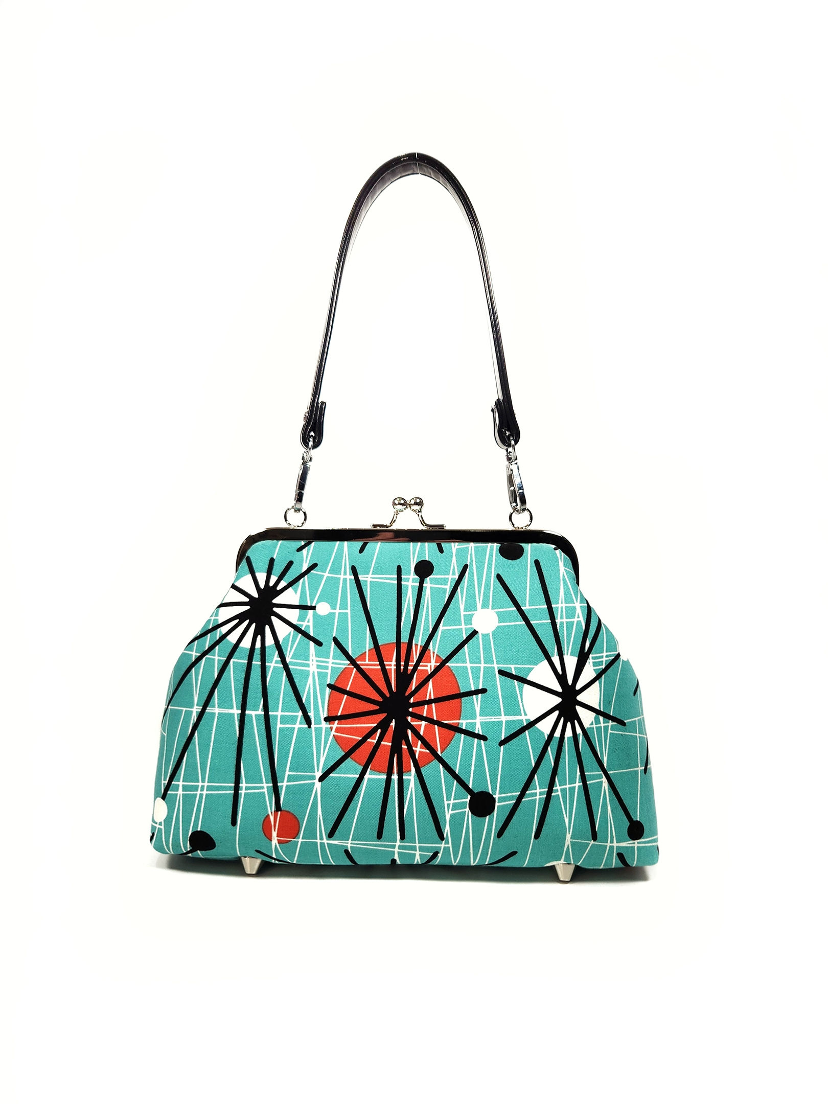 Midcentury Atomic Turquoise Starburst Kisslock Purse