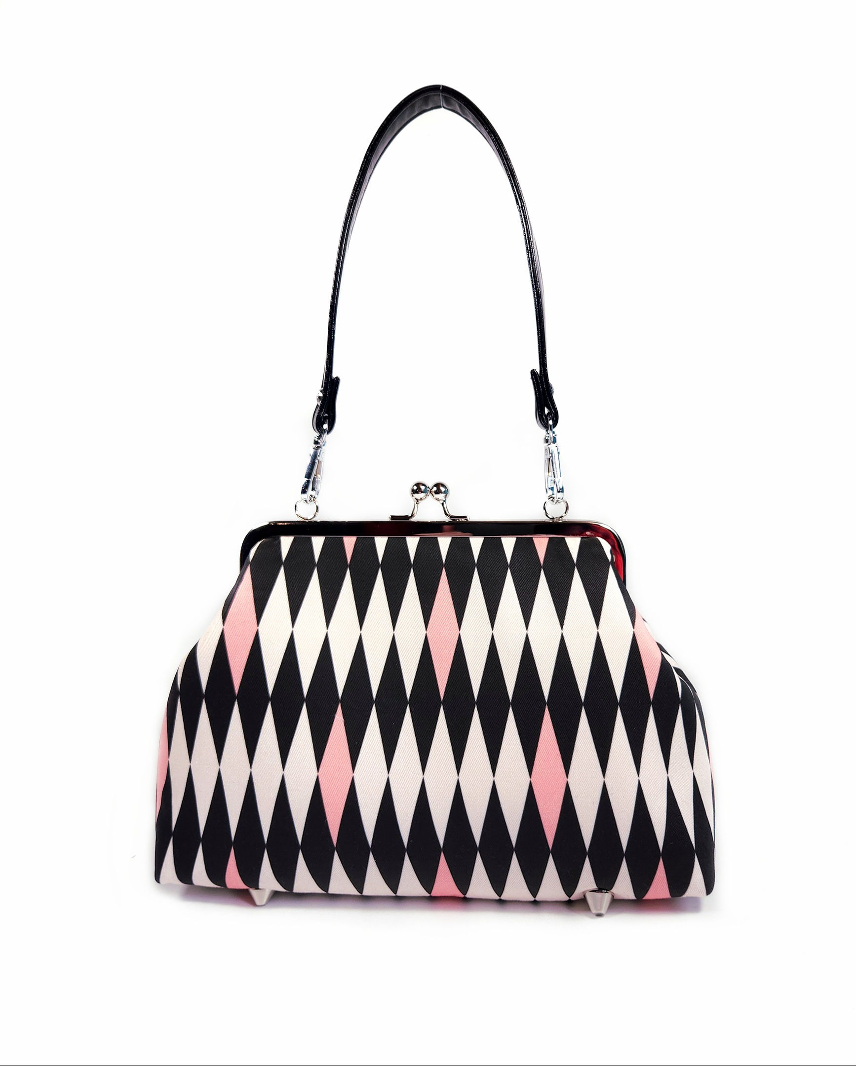 Midcentury Pink Harlequin Kisslock Purse