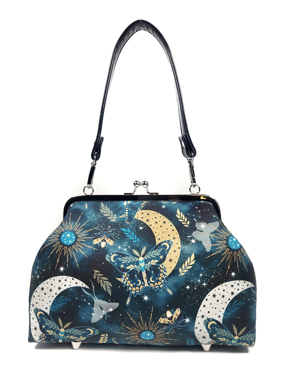 Thumbnail: Celestial Moths Cosmic Kisslock Purse, Mystical Moons Medium Shoulder