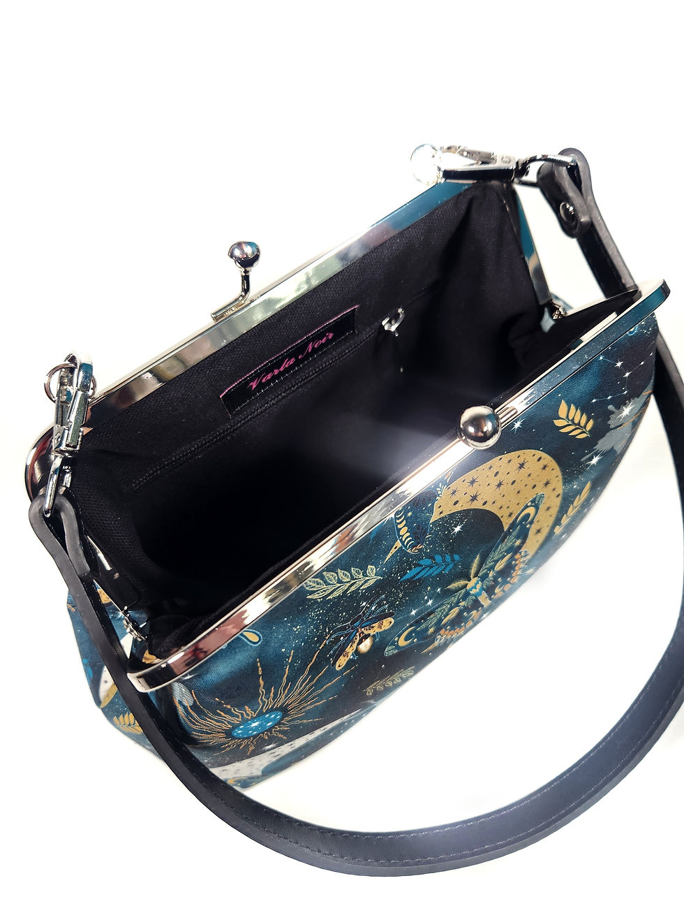 Thumbnail: Celestial Moths Cosmic Kisslock Purse, Mystical Moons Medium Shoulder