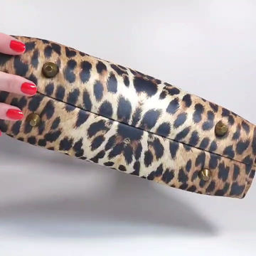 Thumbnail: Velvet Leopard Print Kisslock Purse with Bamboo Handle