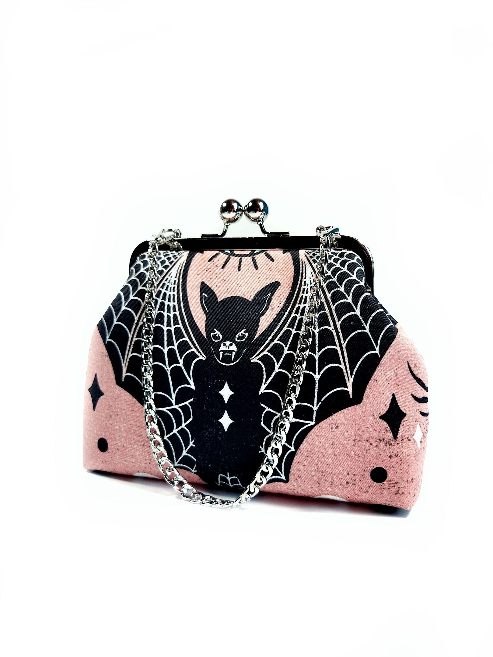 Pink Bat Kisslock Clutch Purse